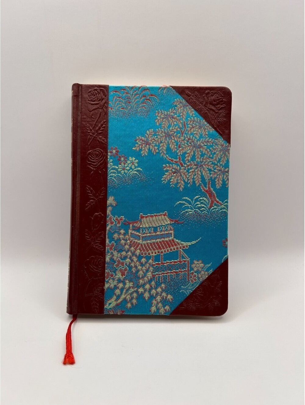 Student 112 vintage diary notebook pagoda and pine tree landscape Turquoise
